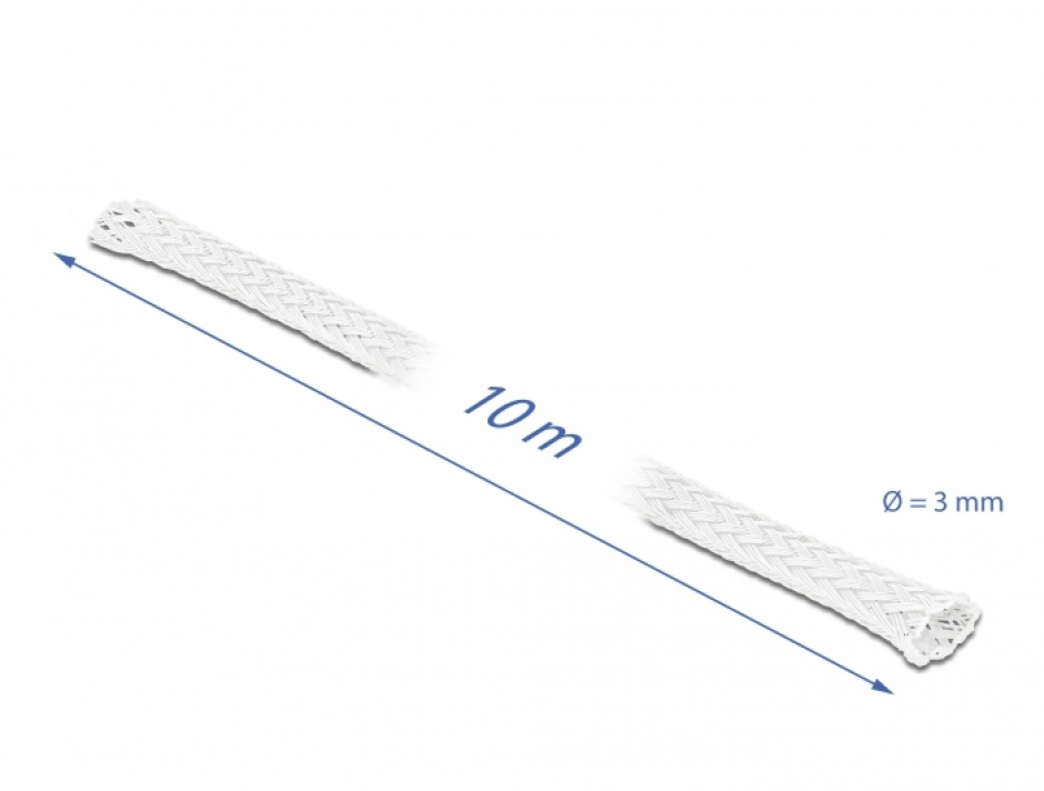 Imagine Plasa pentru organizarea cablurilor 10m x 3mm alb, Delock 20692
